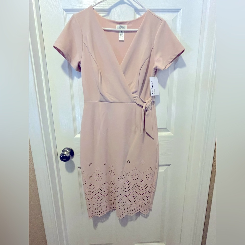 Beautiful blush pink casual dress, great for wedding guest, mother of the bride